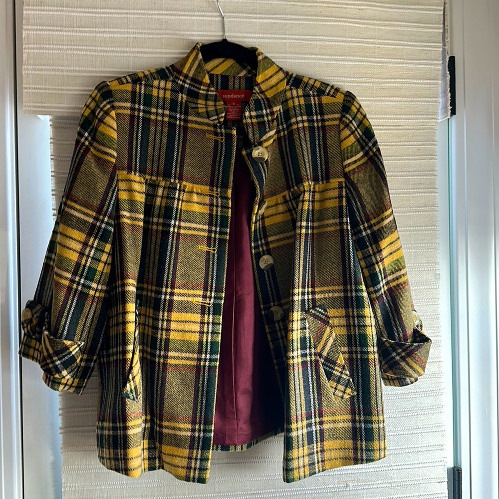 Crop plaid swing jacket